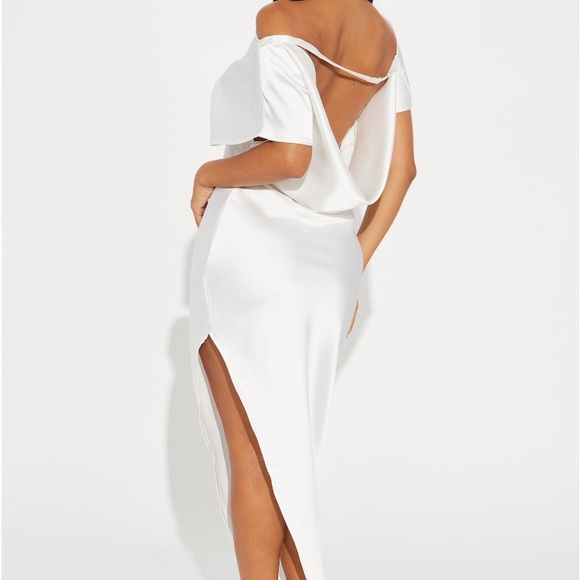 Fashion Nova Serene Escape Satin MIDI Dress White New with Tags XL Sexy &Classy - Picture 2 of 6